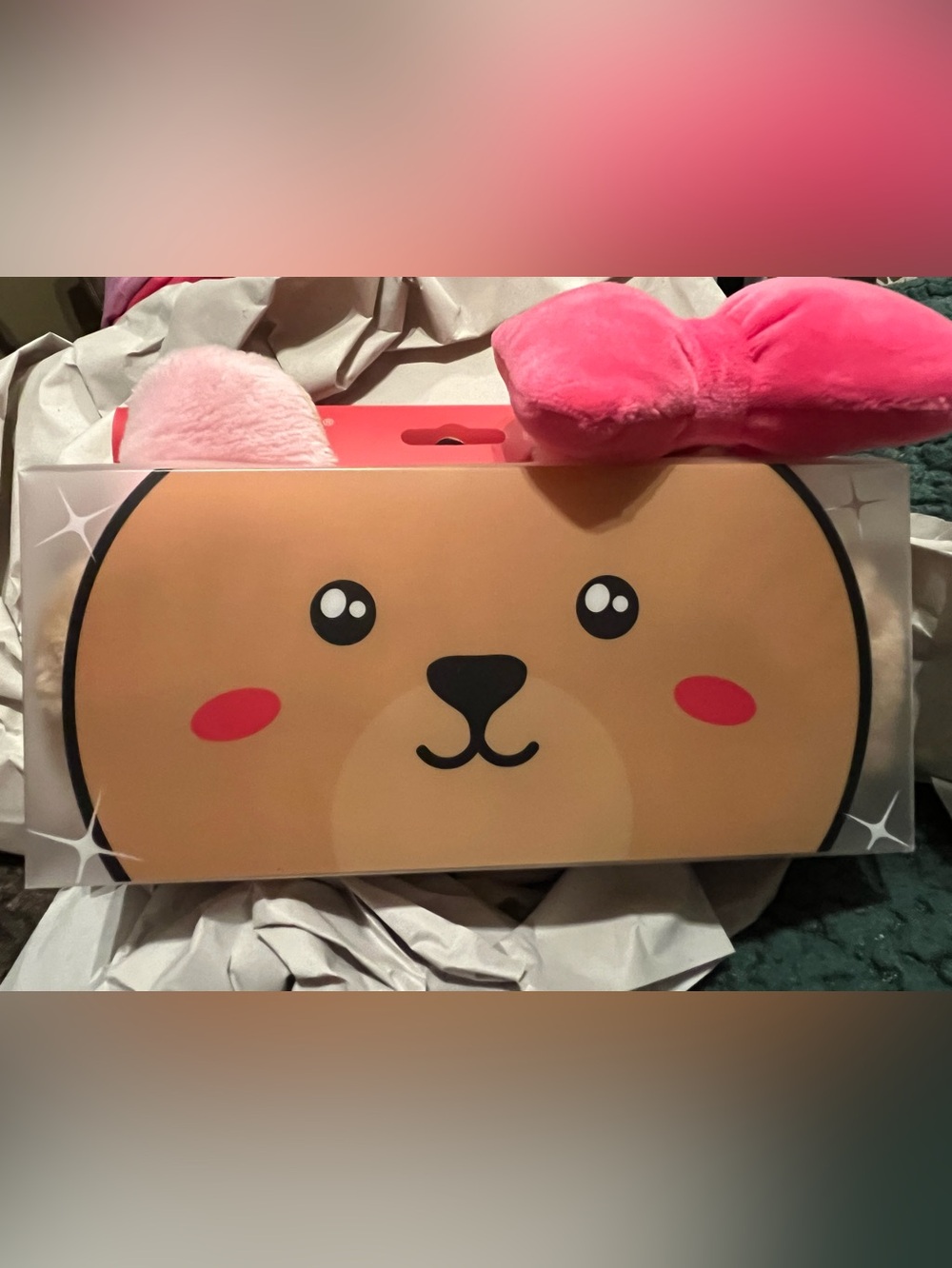 The Crème Shop 3D Teddy Plushie Spa Headband- Pink Accents
